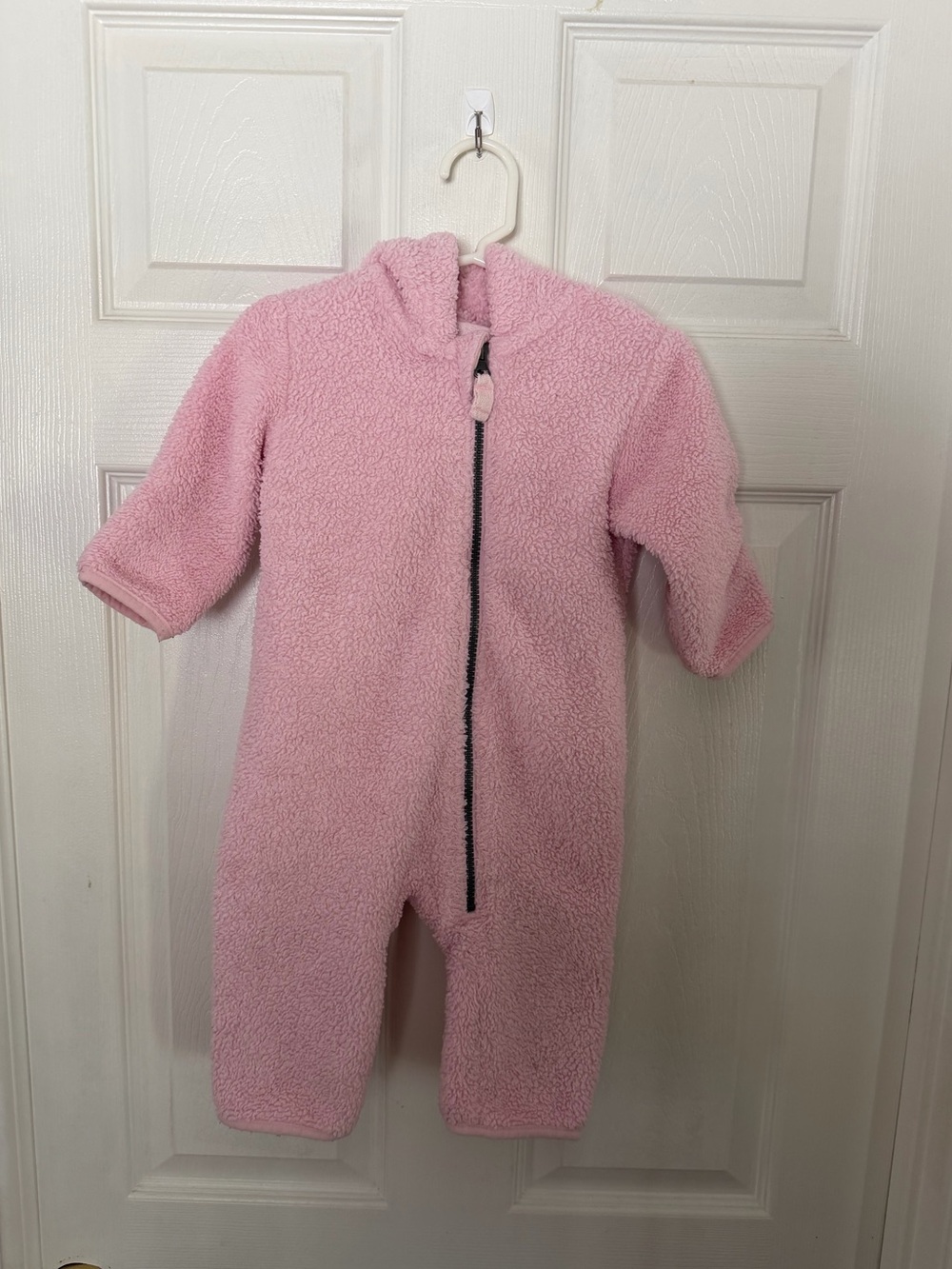Hanna Andersson 6-12months  hooded pink bunting fleece jumpsuit